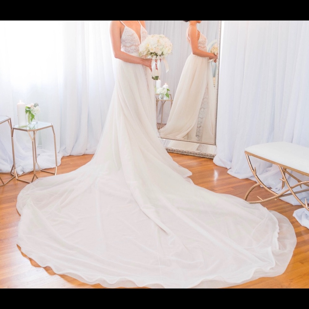 Berta Bridal Beaded Wedding Dress with Overskirt